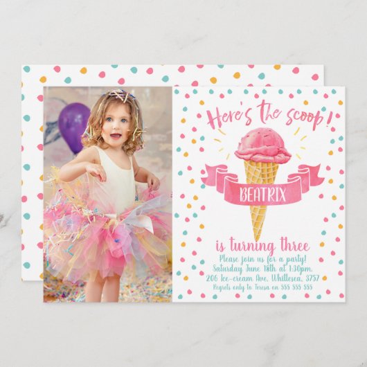 Hier is de uitnodiging voor de verjaardag van de S (Voorkant / Achterkant)