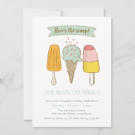 Hier is de uitnodiging voor de verjaardag van Ice  (Voorkant)