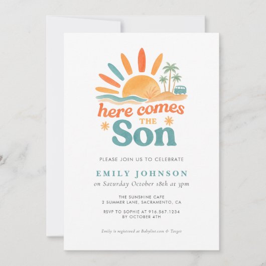 Hier is de uitnodiging voor het Son Boy Baby showe (Voorkant)