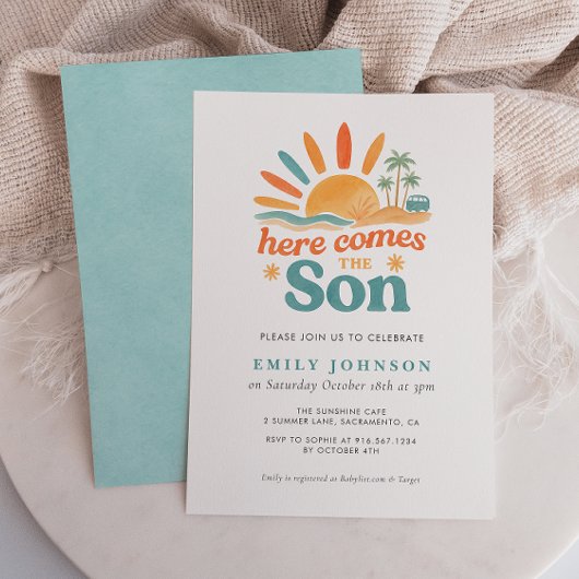 Hier is de uitnodiging voor het Son Boy Baby showe