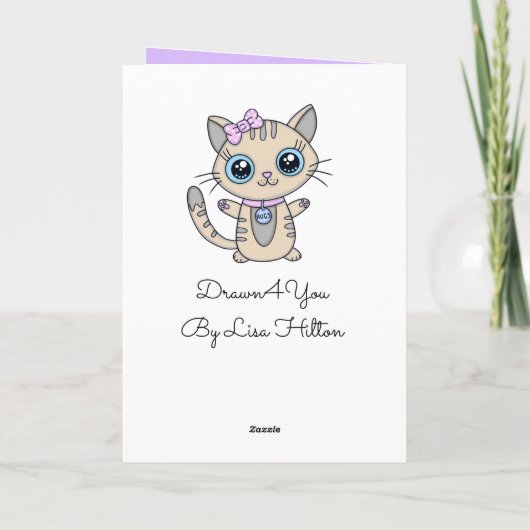 Hier is een Big Hug voor u/Cute Kat Kaart (Achterkant)