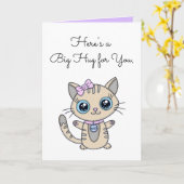 Hier is een Big Hug voor u/Cute Kat Kaart (Gele Bloem)