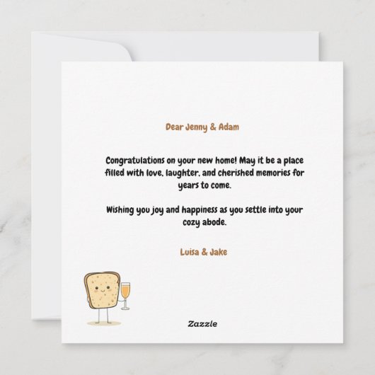 Hier is een kleine toast op uw nieuwe huis vakanti feestdagenkaart (Achterkant)