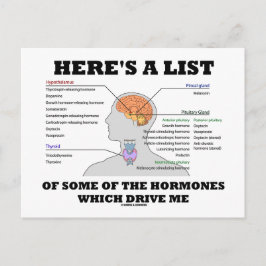 Hier is een lijst van enkele van de hormonen (endo briefkaart