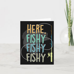Hier is Fishy Fisherman Viste Rod Fish Vissen Sayi Kaart