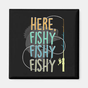 Hier is Fishy Fisherman Viste Rod Fish Vissen Sayi Magneet