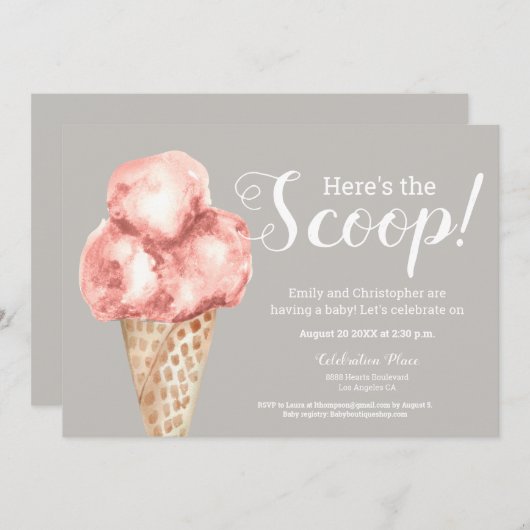 Hier is het baby shower Ice crème neutraal. Kaart (Voorkant / Achterkant)