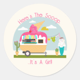 Hier is het Baby shower van de Scoop Ice Cream Cam Ronde Sticker