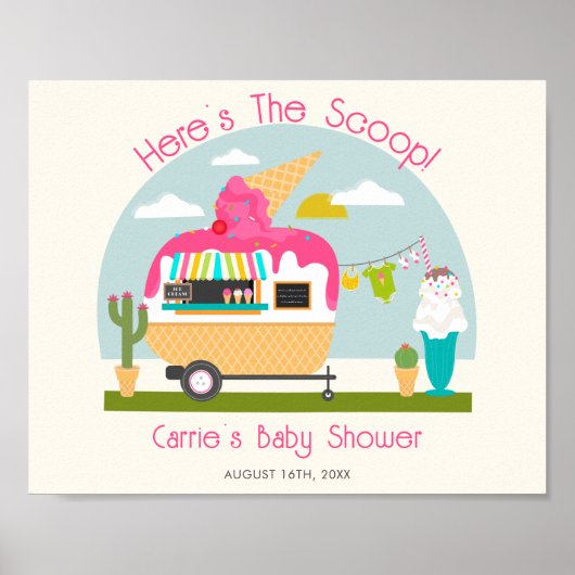 Hier is het Baby shower van de Scoop Pink Ice Crea Poster (Voorkant)