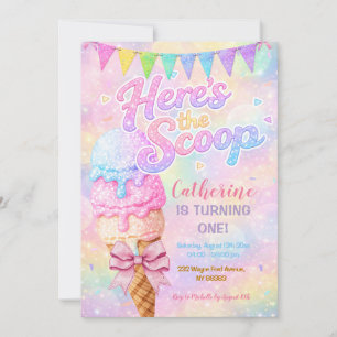 Hier is het Ijsje Pastel Regenboog Glitter Verjaar Kaart