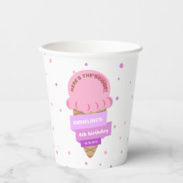 Hier is het ijsje Sweet Roze Verjaardag Papieren Bekers