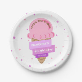 Hier is het ijsje Sweet Roze Verjaardag Papieren Bordje