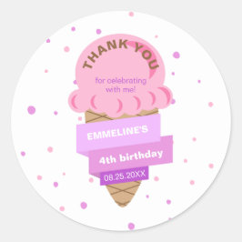 Hier is het ijsje Sweet Roze Verjaardag Ronde Sticker