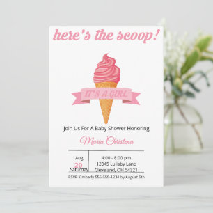 Hier is het nieuws – Het is een meisje! Baby Showe Kaart
