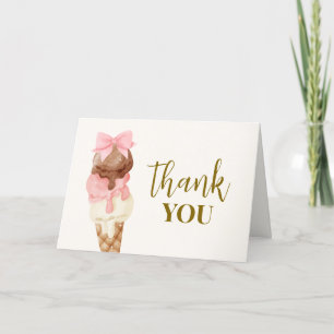 Hier is het Scoop Bow Ice Cream Baby shower Welkom Bedankkaart