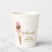 Hier is het Scoop Bow Ice Cream Baby shower Welkom Papieren Bekers (Voorkant)