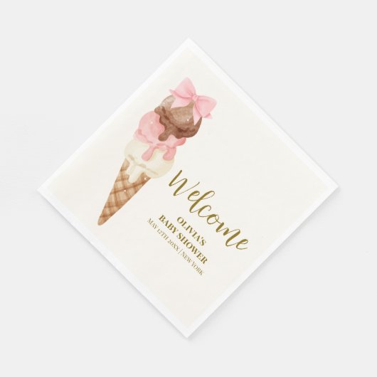 Hier is het Scoop Bow Ice Cream Baby shower Welkom Servet (Hoek)