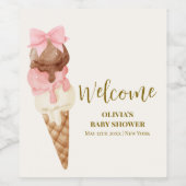 Hier is het Scoop Bow Ice Cream Baby shower Welkom Wijn Etiket (Enkel label)