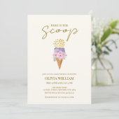 Hier is het Scoop Floral Ice Cream Baby shower Kaart (Staand voorkant)