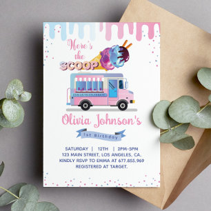 Hier is het Scoop Girl 1e Verjaardagsfeest Kaart