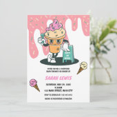 Hier is het Scoop Ice Cream Baby shower Kaart (Staand voorkant)