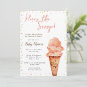 Hier is het Scoop Ice Cream Baby shower Kaart (Staand voorkant)
