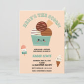 Hier is het Scoop Ice Cream Baby shower Kaart (Staand voorkant)