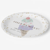Hier is het Scoop Ice Cream Baby shower Paarse Papieren Bordje (Gekanteld)