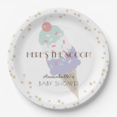 Hier is het Scoop Ice Cream Baby shower Paarse Papieren Bordje (Voorkant)