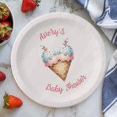 Hier is het Scoop Ice Cream Baby shower Papieren Bordje