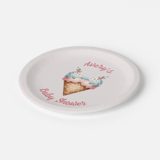 Hier is het Scoop Ice Cream Baby shower Papieren Bordje (Gekanteld)