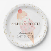 Hier is het Scoop Ice Cream Baby shower Pink Papieren Bordje (Voorkant)