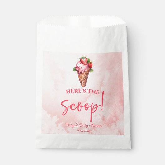 Hier is het Scoop Ice Cream Baby shower welkomstbo Bedankzakje (Voorkant)