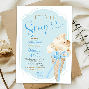 Hier is het Scoop Ice Cream Blue Baby shower Kaart