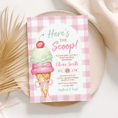 Hier is het Scoop Ice Cream Bow Baby shower Kaart