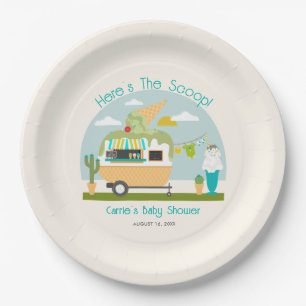 Hier is het Scoop Ice Cream Camper Boy Baby shower Papieren Bordje