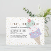 Hier is het Scoop Ice Cream drive-by Baby shower Kaart (Staand voorkant)