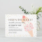 Hier is het Scoop Ice Cream drive-by Baby shower Kaart (Staand voorkant)