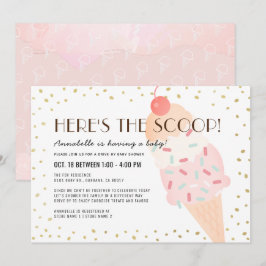 Hier is het Scoop Ice Cream drive-by Baby shower Kaart