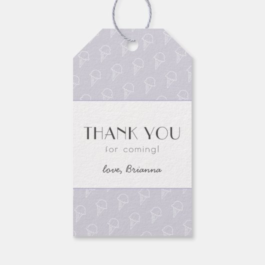 Hier is het Scoop Ice Cream Paarse Baby shower Cadeaulabel (Achterkant)