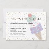 Hier is het Scoop Ice Cream Paarse Baby shower Kaart (Voorkant)