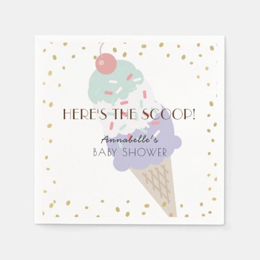 Hier is het Scoop Ice Cream Paarse Baby shower Servet (Voorkant)