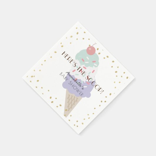 Hier is het Scoop Ice Cream Paarse Baby shower Servet (Hoek)
