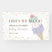 Hier is het Scoop Ice Cream Paarse Baby shower Spandoek (Horizontaal)