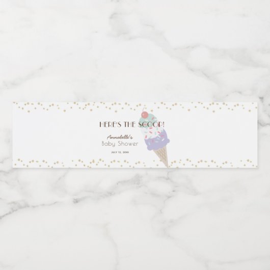 Hier is het Scoop Ice Cream Paarse Baby shower Waterfles Etiket (Enkel label)
