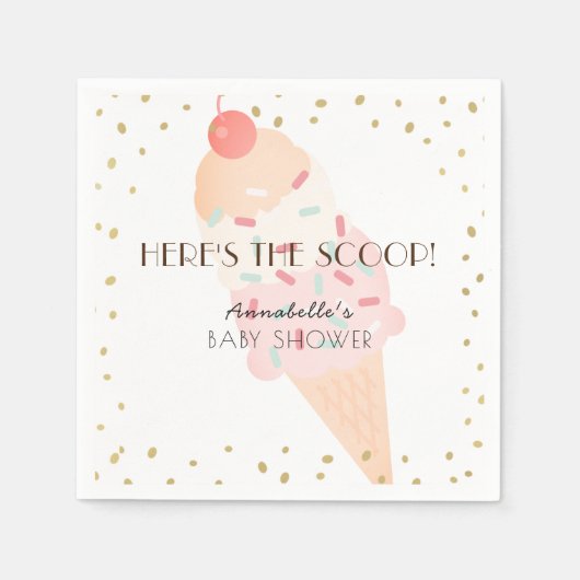 Hier is het Scoop Ice Cream Roze Baby shower Servet (Voorkant)