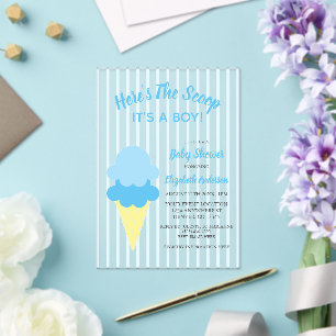 Hier is het Scoop Ice Cream Summer Baby shower Acryl Uitnodigingen
