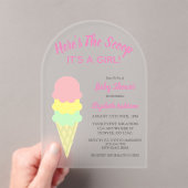 Hier is het Scoop Ice Cream Summer Baby shower Acryl Uitnodigingen (Insitu (Draagbaar))