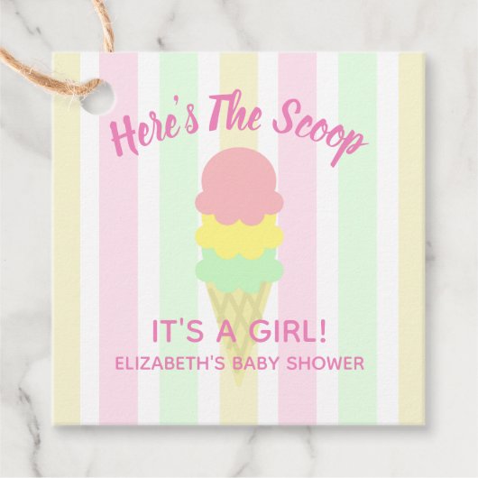 Hier is het Scoop Ice Cream Summer Baby shower Bedankjes Labels (Voorkant)
