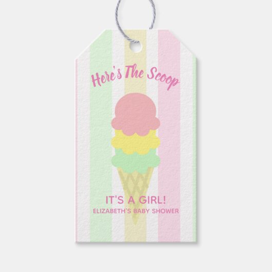 Hier is het Scoop Ice Cream Summer Baby shower Cadeaulabel (Voorkant)